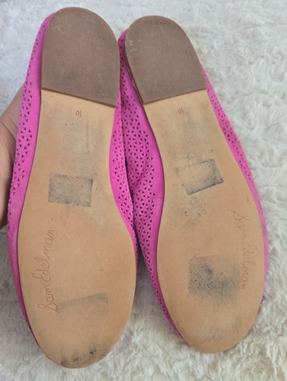Sam Edelman Hot Pink Perforated Ballet Flats - Picture 4 of 5